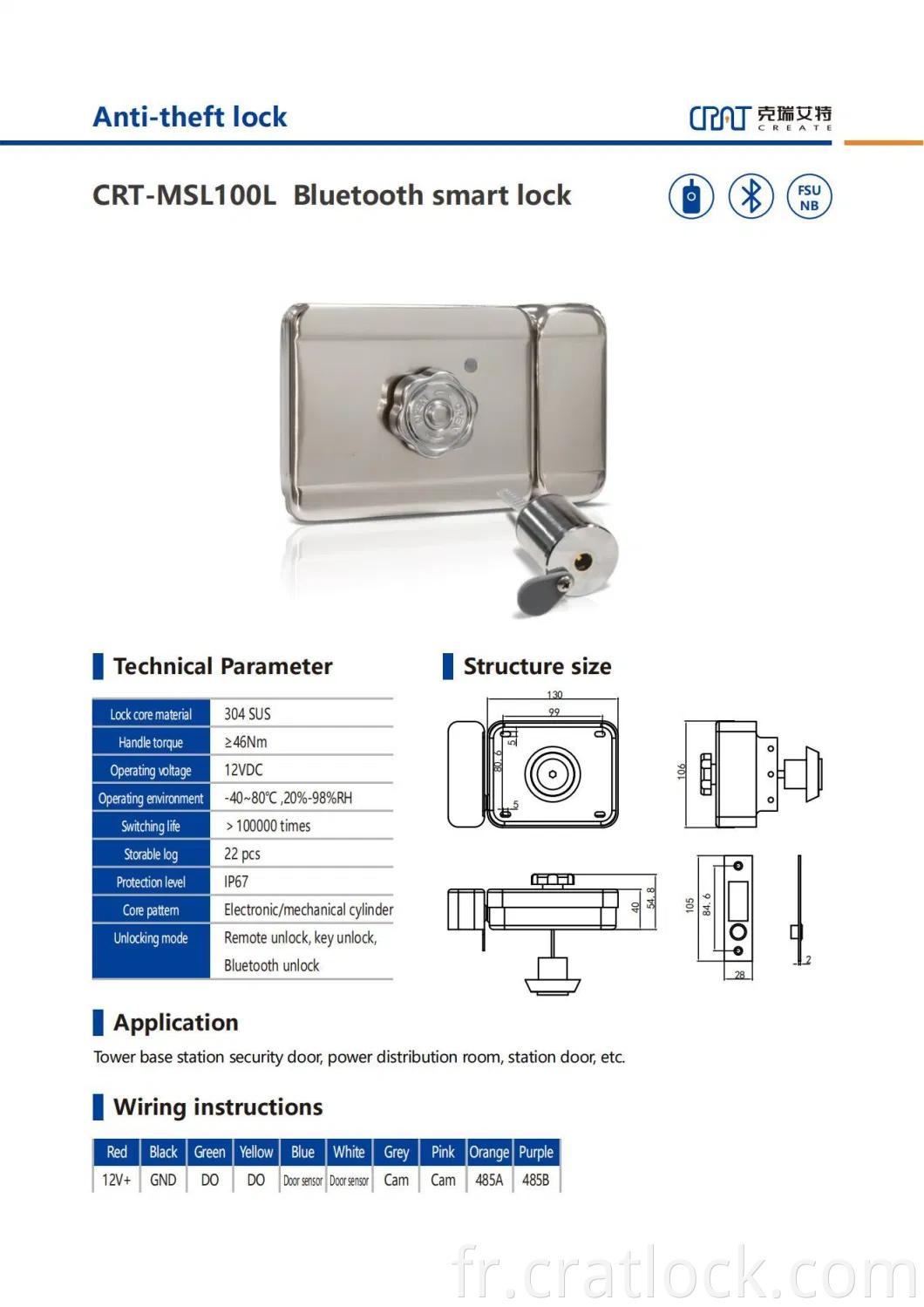 Contrôle d'accès à distance Clé centrique Centric Bluetooth Passif Spiritual Lock